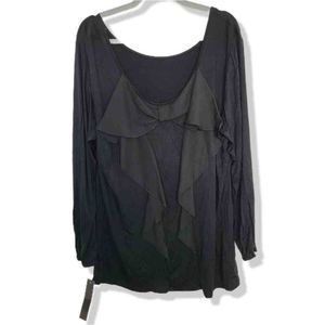 New Macy's ING made in USA black bow detail scoop back long sleeve shirt 2x plus